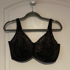 Black Lilyette comfort lace minimizer bra with lace detail